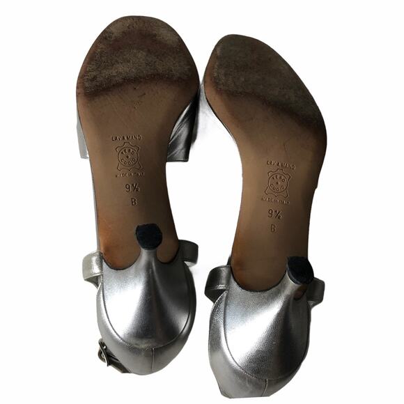 Bottega Veneta Peep Toe Heels Silver 9 Vintage 80s - Picture 14 of 16